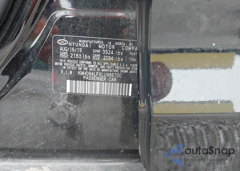 2020 Hyundai Elantra Sel z USA, uszkodzony, nr VIN KMHD84LFXLU986700